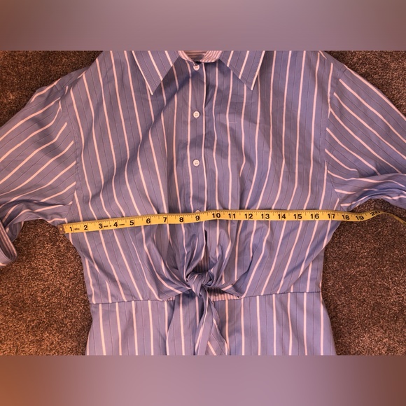 NWOT Sandro Striped Tie-Front Shirt Dress Mini in Blue/White Size 38 FR/6 US - Picture 6 of 16